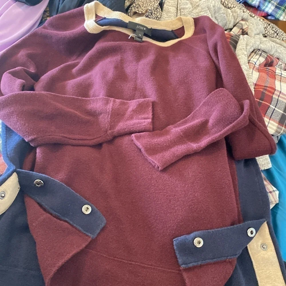 J. Crew Colorblock Side Button Crewneck Baumwolle long sleeve Sweater Sz xs